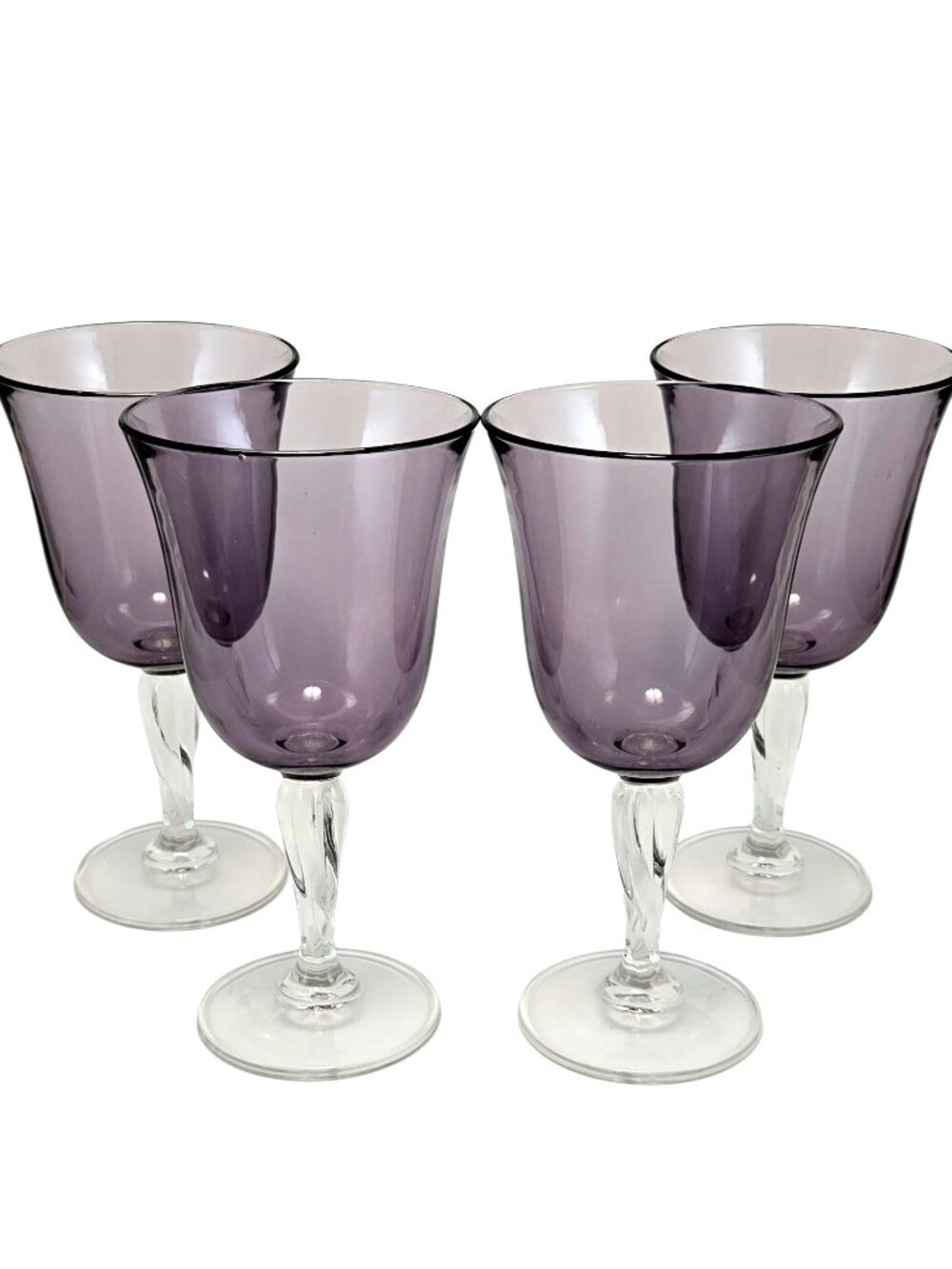 4 Cristal d'Arques -Durand Amethyst Casual Settings Tall Water Goblets